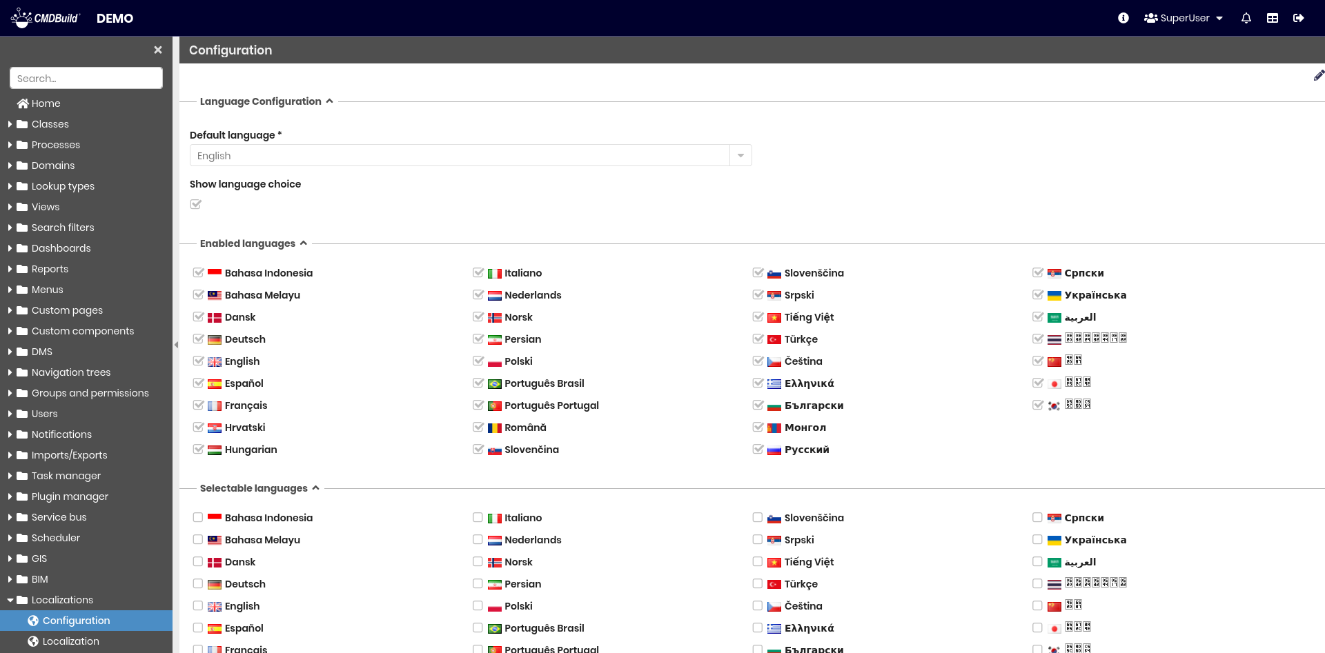 Localization Configuration