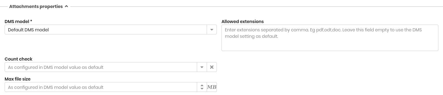 Attachments properties