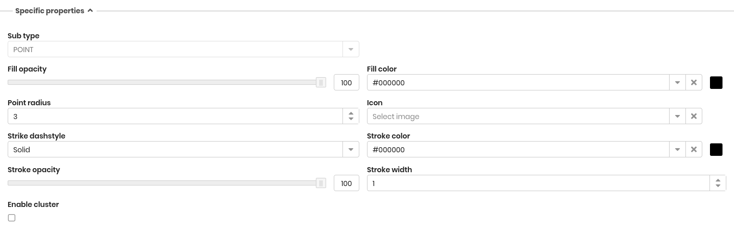 Specific Properties fieldset