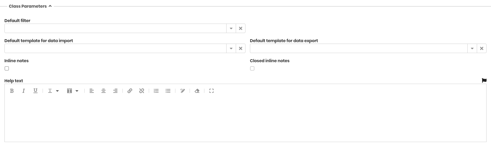 Other Class Parameters fieldet